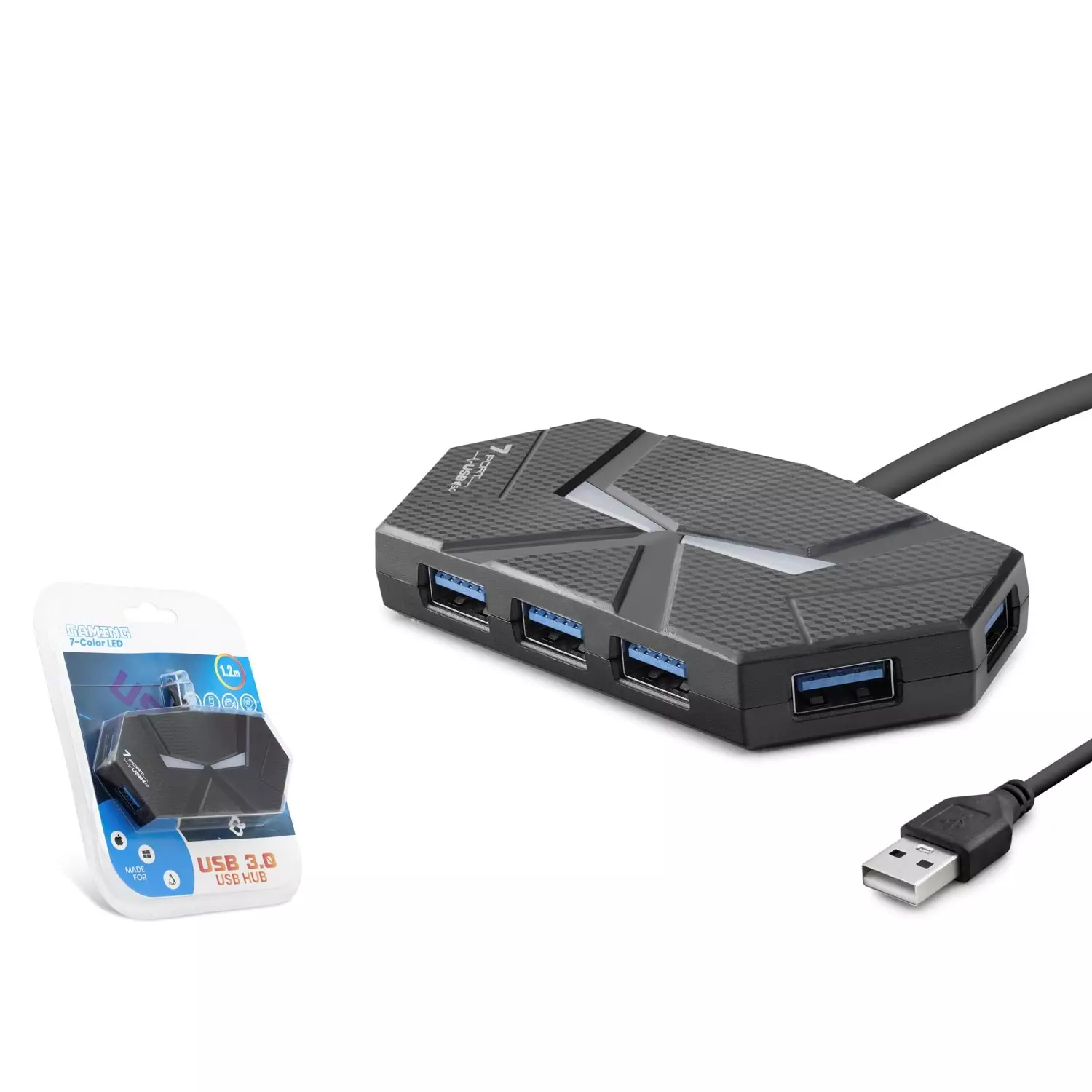 Hadron HDX7038 USB 3-0 Hub 7 Port  1-2 Metre Siyah Hızlı Veri Aktarımı